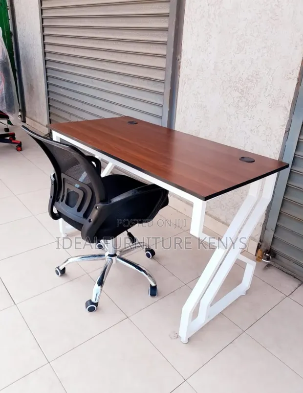L-Shaped Office Desk with Mesh Chair - 1