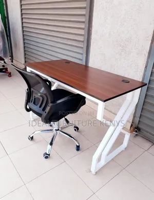 L-Shaped Office Desk with Mesh Chair