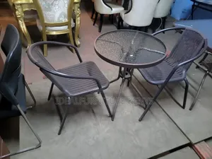 2-Seater Outdoor Glass Top Table Set - Brown