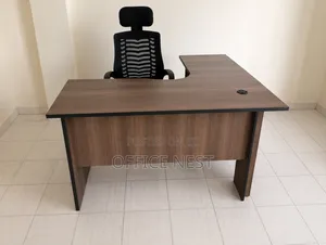 L-Shaped Office Desk with Ergonomic Mesh Chair