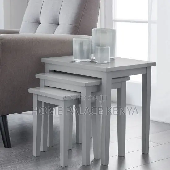 Modern Wooden Nesting Coffee Tables - White - 1