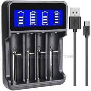 4-Bay Smart Battery Charger for 18650, AA, AAA - Black