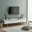 Kisimba cha TV cha Mbao Nyeupe cha Kisasa chenye Hifadhi - 3