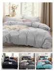 Plain Double Sided Color Cotton Duvet Cover 4 PC Set - 1