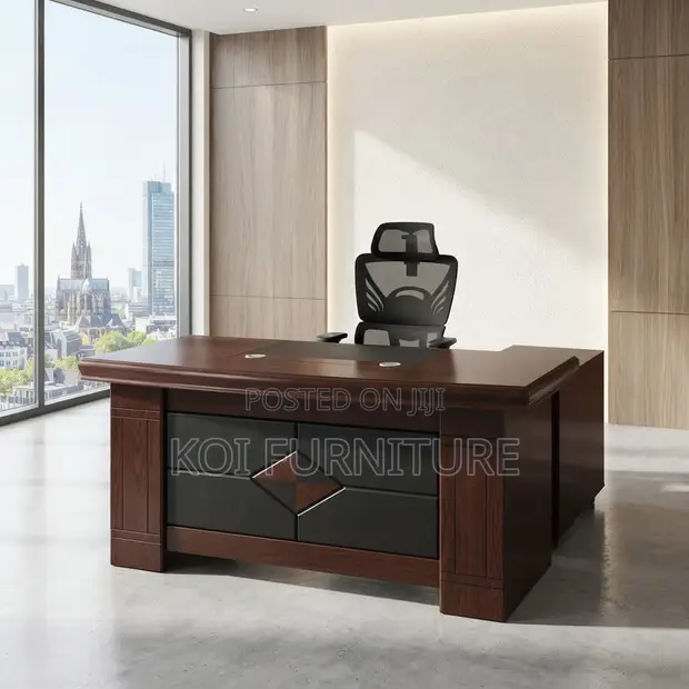 Ofisi ya Executive Mahogany Desk 1.4M yenye Extension Return - 1
