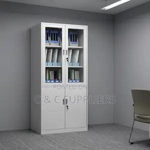 2-Door Lockable Storage Cabinet - White Steel