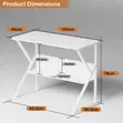 Study Desk with Built-in Bookshelf - White - 1