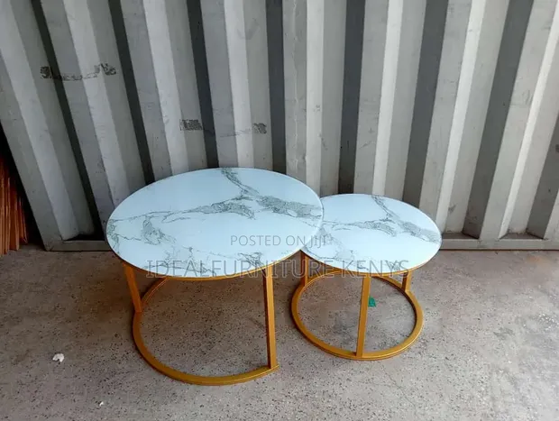 2-Piece Nesting Coffee Table Set - Marble Top - 1
