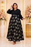 Lenora Black-Gold A-Line Maxi Dress - 2