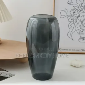 Large Plastic Flower Vase - White & Dark Grey