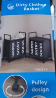 Partition Dirty Clothes Laundry Basket Trolley Rack - 3