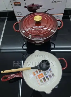 Seti ya Vipande 3 vya Cast Iron Rangi ya Mvinyo