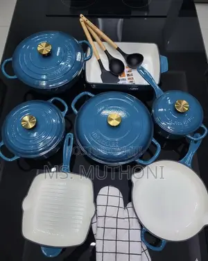 Seti ya Vifaa vya Kupikia Vipande 11 vya Gradient Teal/Marine Blue na Vifundo vya Dhahabu