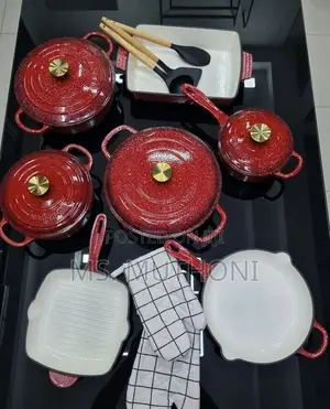 Seti ya Vifaa vya Kupikia vya Enameled Cast Iron Vipande 11 - Nyeusi