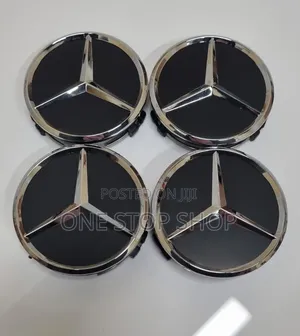 4pc Mercedes ABS Plastic Aluminum Finish Rim Centre Caps