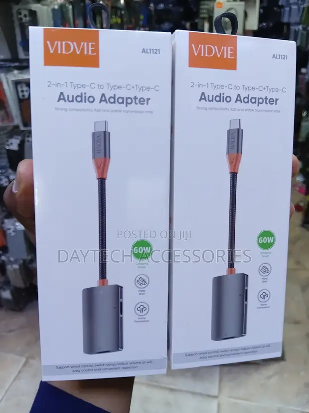 Vidvie 2-in-1 Type-C kwa Type-C Audio Adapter - 1