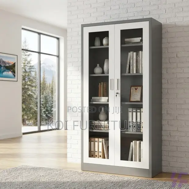 Two-Door Rust-Resistant Steel Glass Cabinet - 1