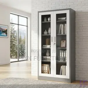 Two-Door Rust-Resistant Steel Glass Cabinet