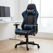 Kiti cha Ergonomic cha Ngozi cha Dawati la Michezo - Bluu - 2