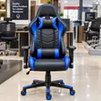Kiti cha Ergonomic cha Ngozi cha Dawati la Michezo - Bluu - 4