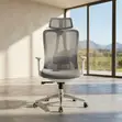 Kiti cha Ofisi cha Nyeupe cha Kitambaa chenye Kiti cha Juu cha Ergonomic - 4
