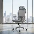 Kiti cha Ofisi cha Nyeupe cha Kitambaa chenye Kiti cha Juu cha Ergonomic - 5