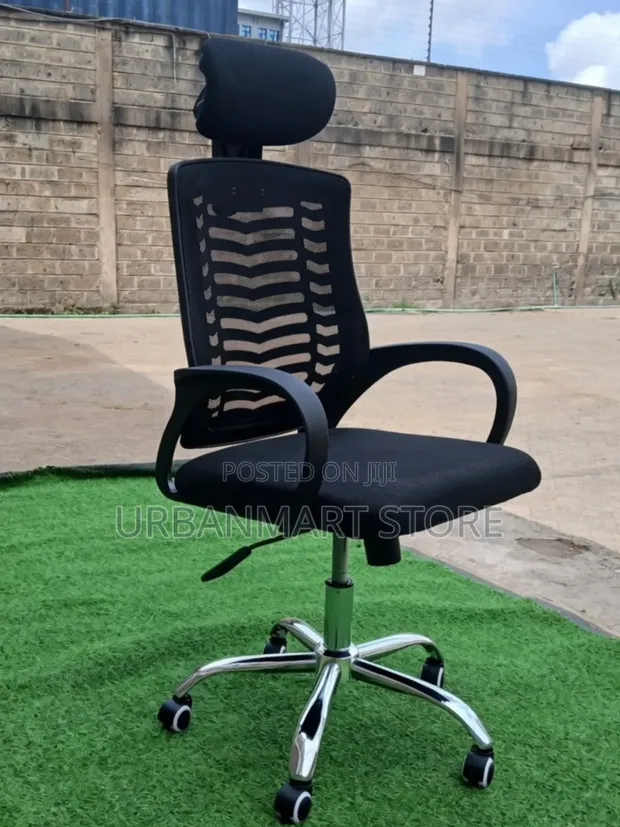 Kiti cha Ofisi Kinachoweza Kurekebishwa chenye Headrest & Mzunguko wa 360° - 1