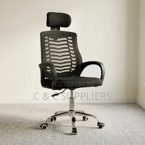 Kiti cha Ofisi cha Nyumbani chenye Headrest - Nyeusi