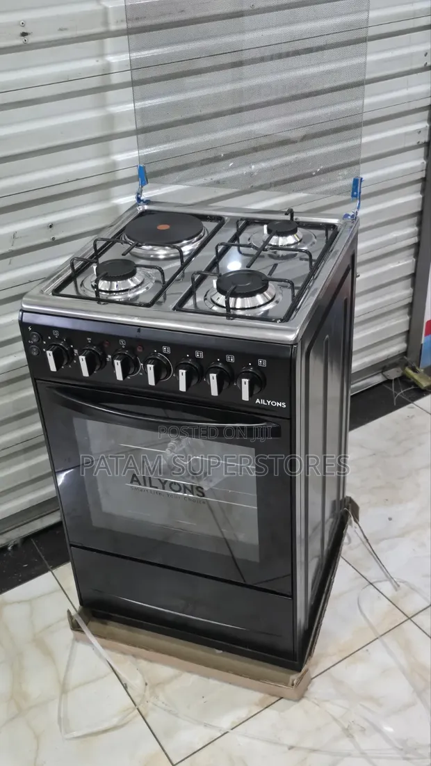 Ailyons Standing Cooker 50x50cm, 3 Gesi + 1 Umeme, Oven ya Umeme - 1