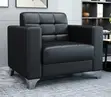 1-Seater Office Sofa - Black Leather - 2