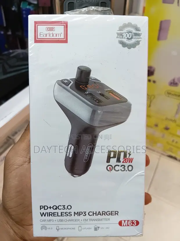 Earldom ET-M63 Wireless MP3 Car Charger & FM Transmitter - Black - 1