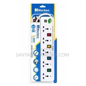 Marken 5-Way Extension Power Strip with 2 USB Ports - 3M Cable