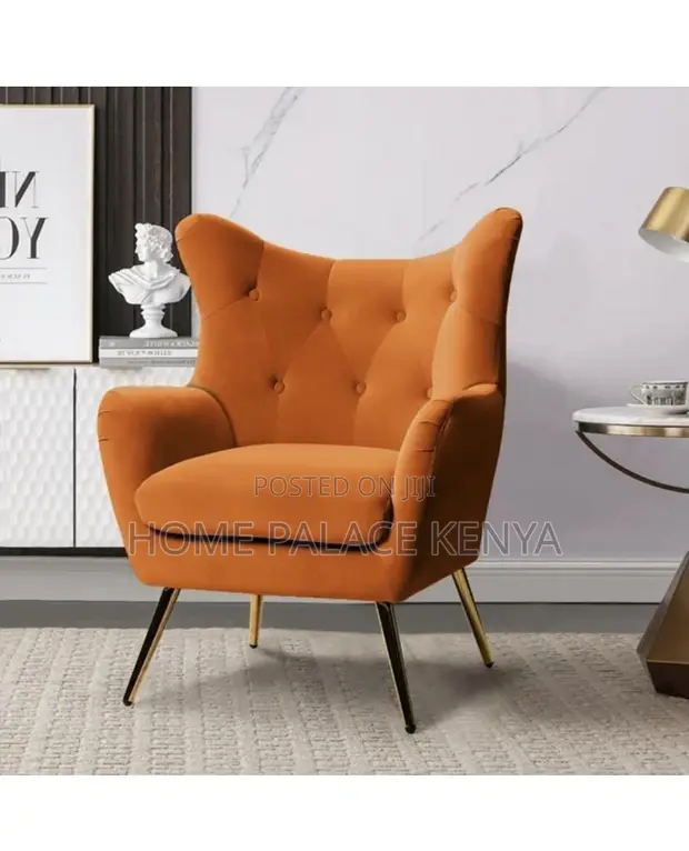 Velvet Accent Armchair - Brown - 1