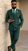 Men's Double Breasted Suit - Coffee Brown - 1
