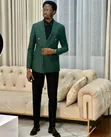 Men's Double Breasted Suit - Coffee Brown - 2