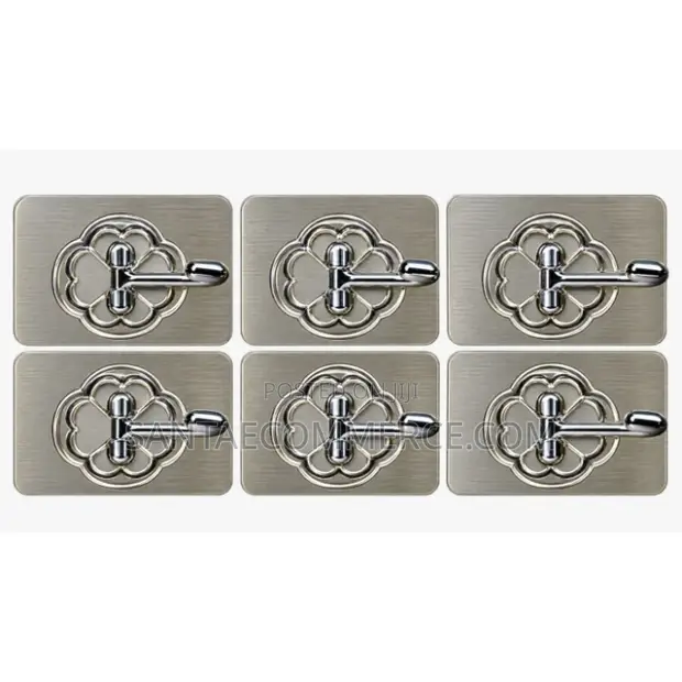 6-Piece Stainless Steel Adhesive Wall Hooks - 1