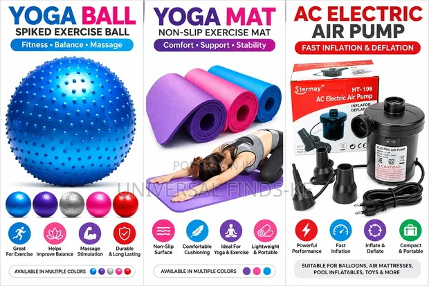 Yoga Fitness Set with Exercise Ball, Mat & Air Pump - 1