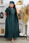 African Jungle Green Boubou Kaftan Dress - 2