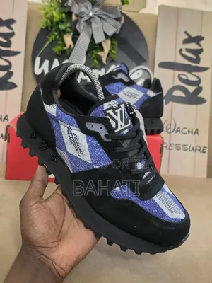 Louis Vuitton Run 55 Blue Bandana Black Sneakers
