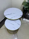 White Marble Effect Nesting Coffee Table - 1