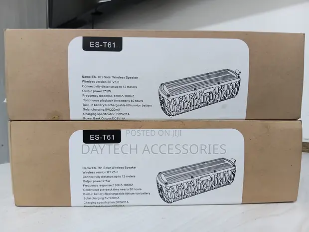 Daytech ES-T61 Solar Wireless Bluetooth Speaker - Nyeusi - 1