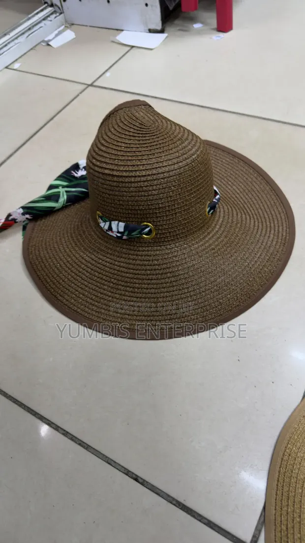 Kofia ya Beach ya Lampshade yenye Maua na Bow - 1