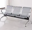 3-Seater Blue Leather Padded Office Waiting Bench - 1