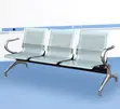3-Seater Blue Leather Padded Office Waiting Bench - 3