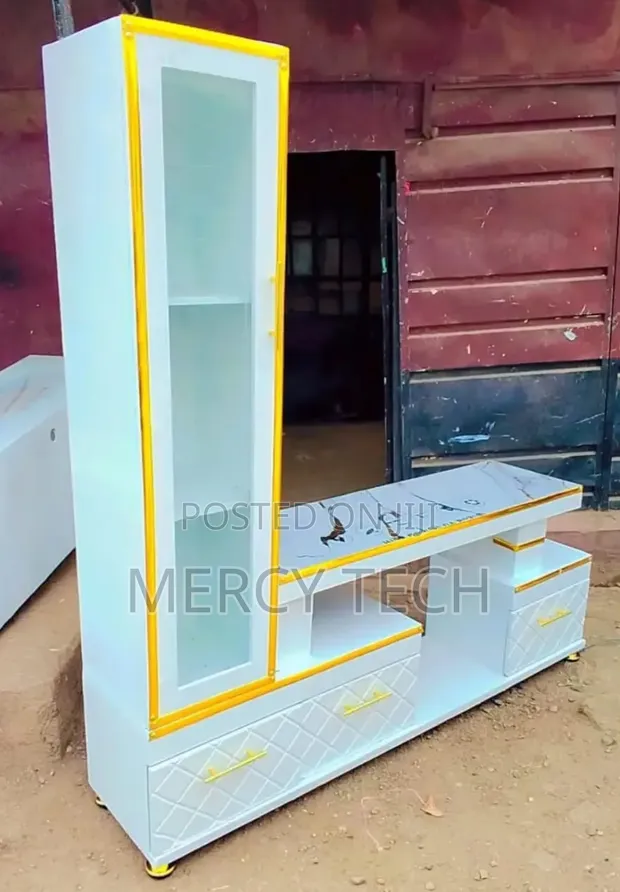 Kisimamio Kipya cha TV cha Executive chenye Marumaru na Kabati za Rafu - 1
