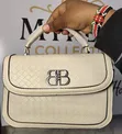 Ladies Cream Sling Bag with Detachable Strap - 1