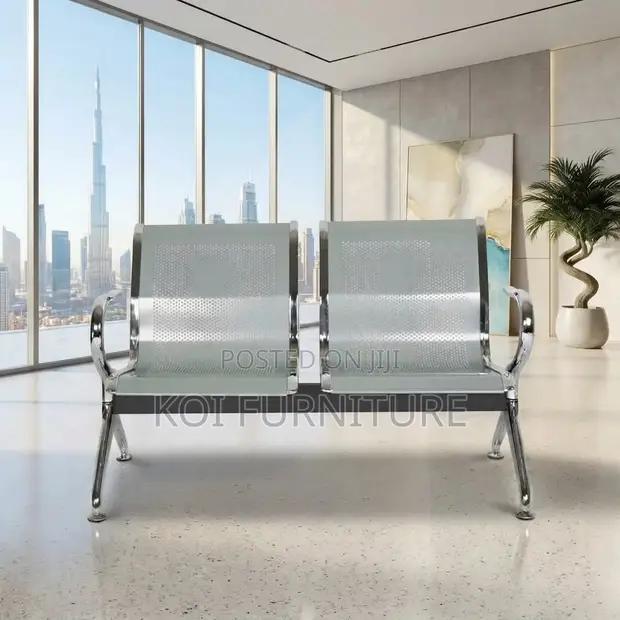 Two-Seater Rust-Resistant Metallic Office Bench - 1