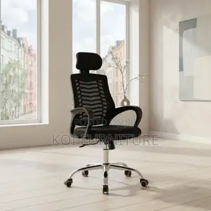 Kiti cha Ofisi cha Ergonomic cha Swivel cha Kitambaa chenye Headrest