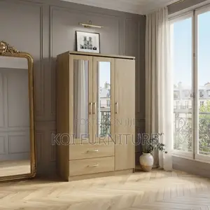 Wooden Bedroom Wardrobe with Lock - 3 Doors