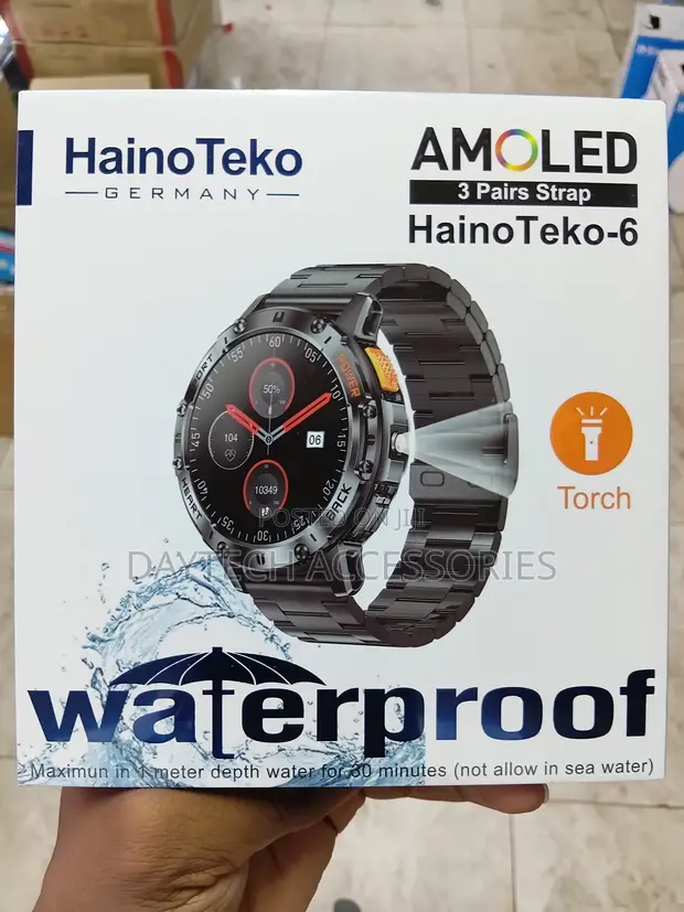Haino Teko-6 Smart Watch Nyeusi Isiyoingiza Maji, Nusu-Nusu na Strap 3 - 1